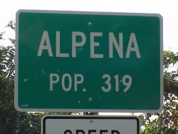 population sign at Alpena Arkansas
