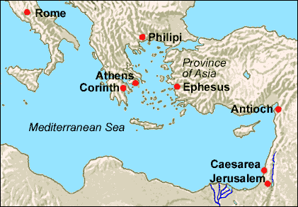 map showing location of Ephesus in Asia Minor