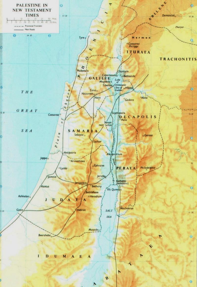 Palestine map in New Testament times